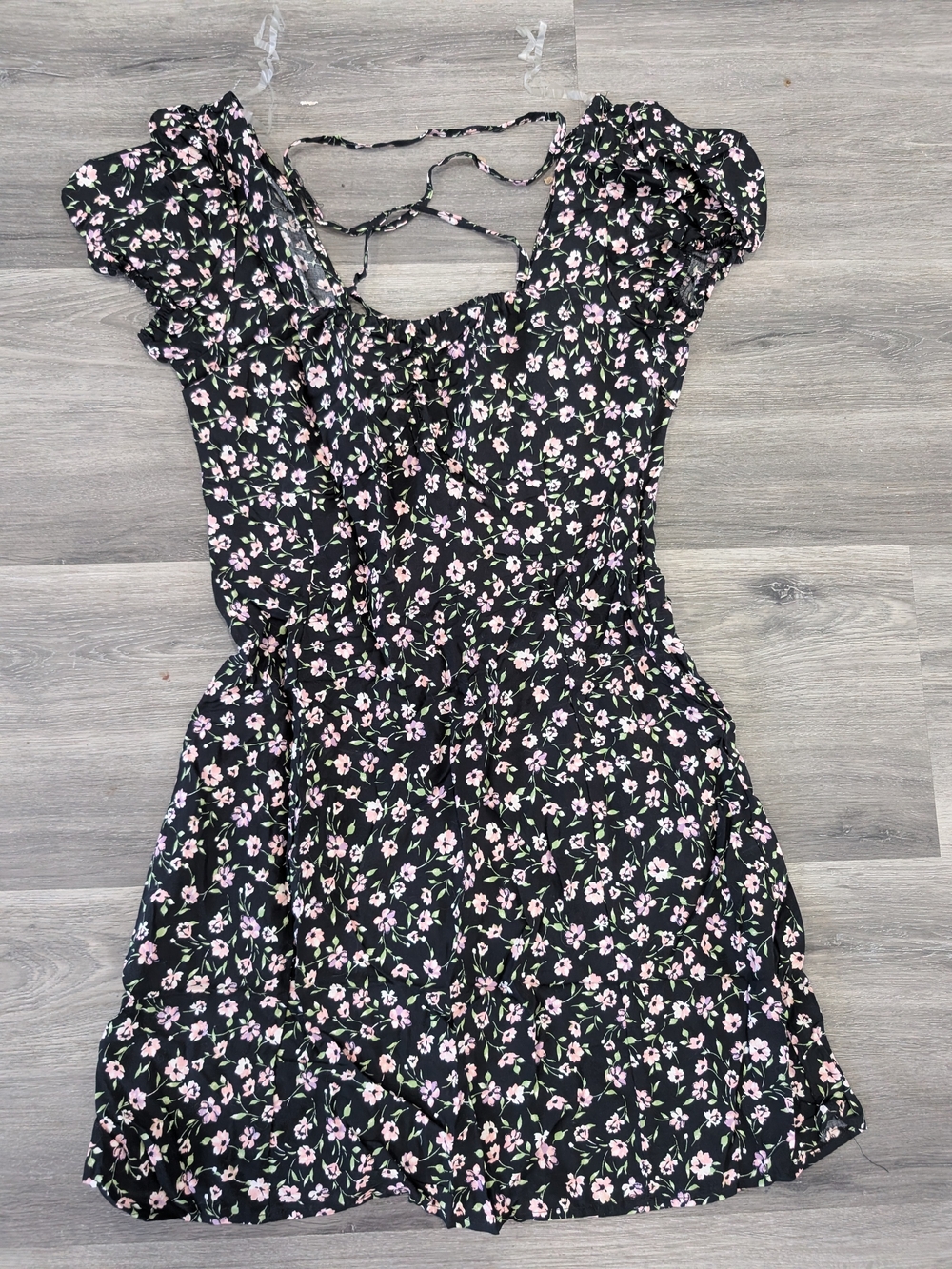 Passport Black Mini Dress with Pink Floral Print